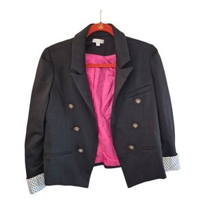 Charming Charlie Black Blazer polka dot cuffs Medium